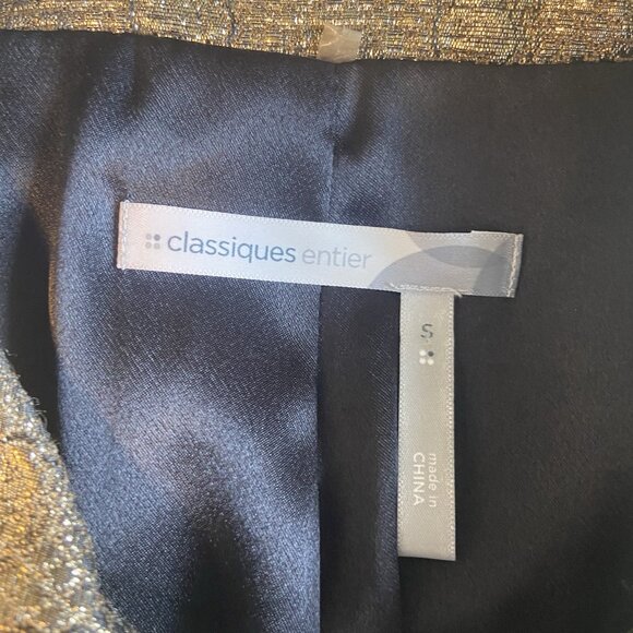 Classiques Entier Women’s Small Metallic Golden Gold Dot Lady Jacket Blazer - Picture 7 of 9
